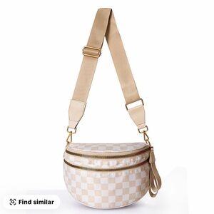 Stylish Beige Checkered Women's Bag